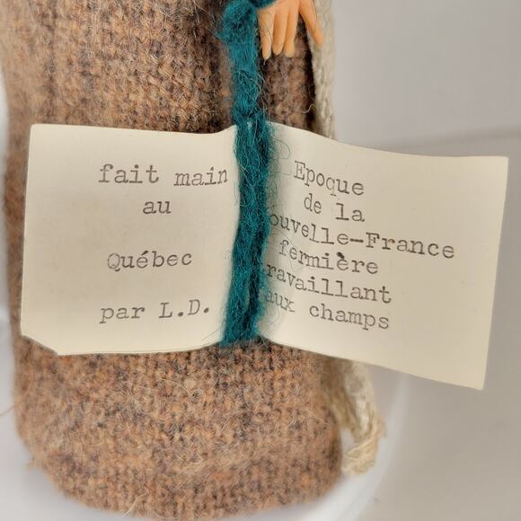 Handmade Quebec Doll Nouvelle-France Era Farm Woman 6" Cloth Base Vintage - Picture 16 of 16